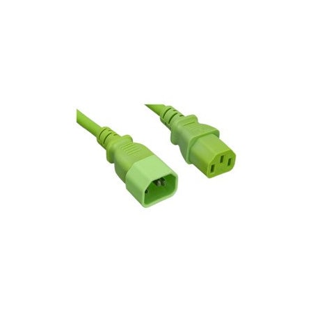 Cable Wholesale Computer / Monitor Power Extension Cord, Green, C13 to C14, 14AWG, 15 Amp, 3 foot 10W2-02203GN